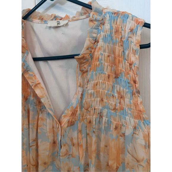 Entro Women's Floral Sleeveless Tie-Neck Boho Blouse Multicolor Size Large - Picture 3 of 10